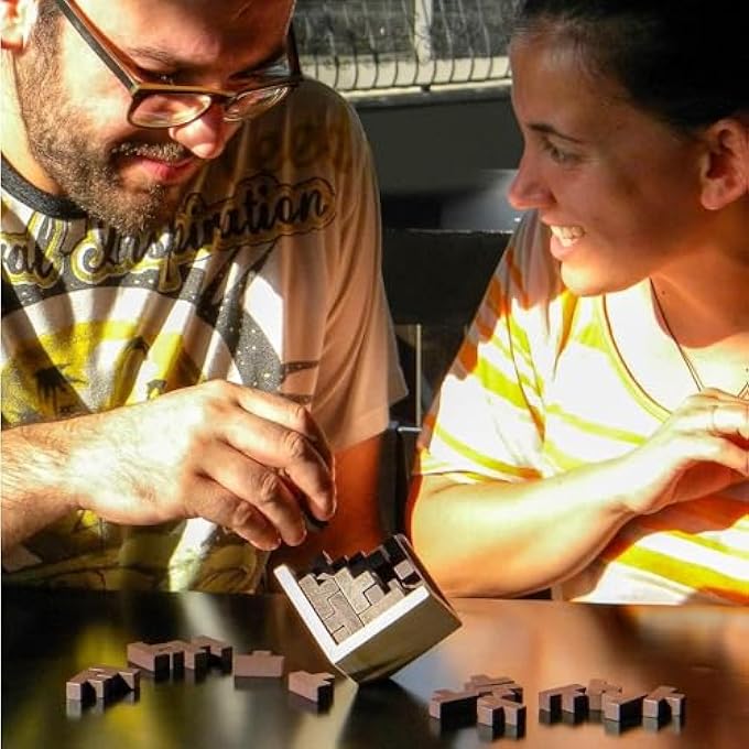 3D WOODEN BRAIN TEASER PUZZLE, 3D PUZZLE GENIUS SKILLS BUILDER T-SHAPE PIECES, PUZZLE GAMES CREATIVE EDUCATIONAL TOY FOR KIDS AND ADULTS, EXPLORE CREATIVITY AND PROBLEM SOLVING - Image 3